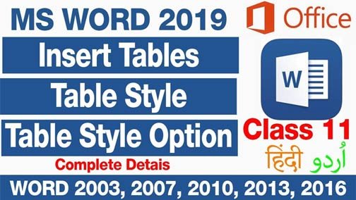 Insert Table-Table-Styles-and-Table-style-option-in-MS-Word-2019-in-Urdu-Hindi-Class-11